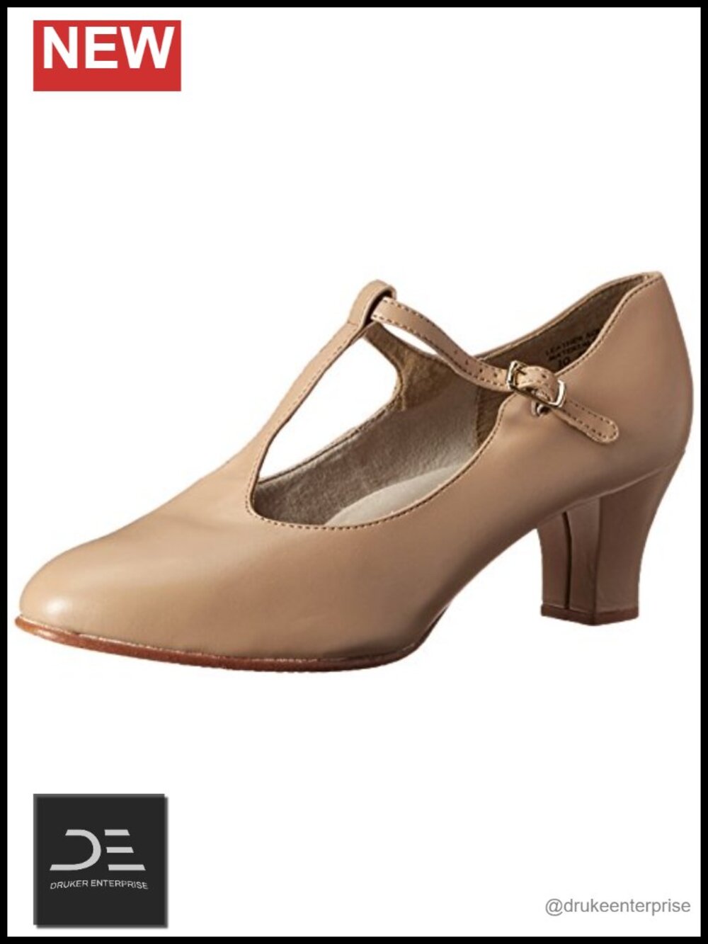Women's T-Strap Dance Shoes with Buckle, Closed Toe